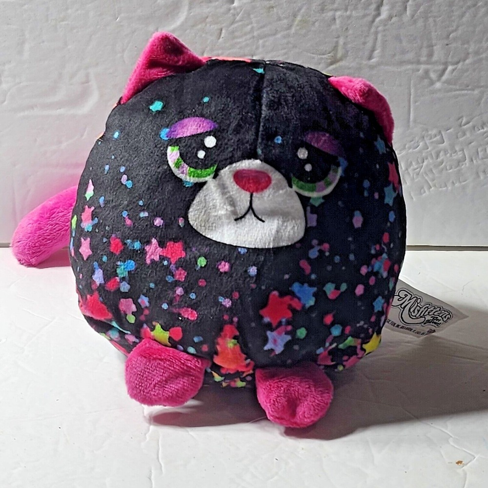 Misfittens Get Meowt Plush Black Cat Stars Paint Splatter Squishy 2023 Basic Fun